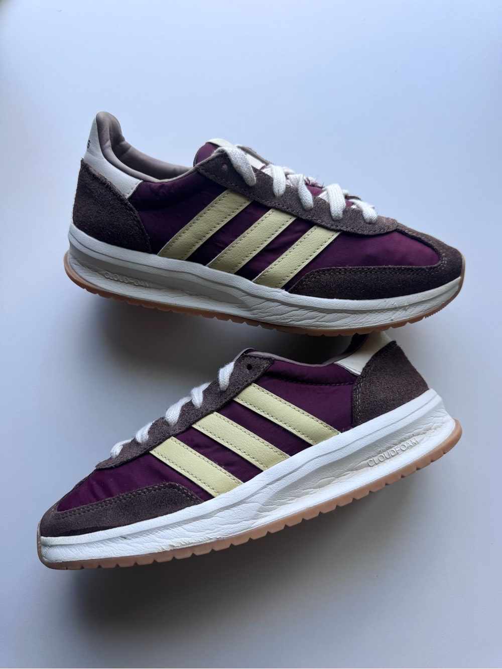 adidas Women's Retro Runner Sneakers in Plum and Light Yellow